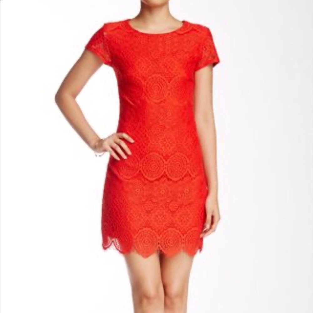 Laundry by Shelli Segal fiery red lace mini dress